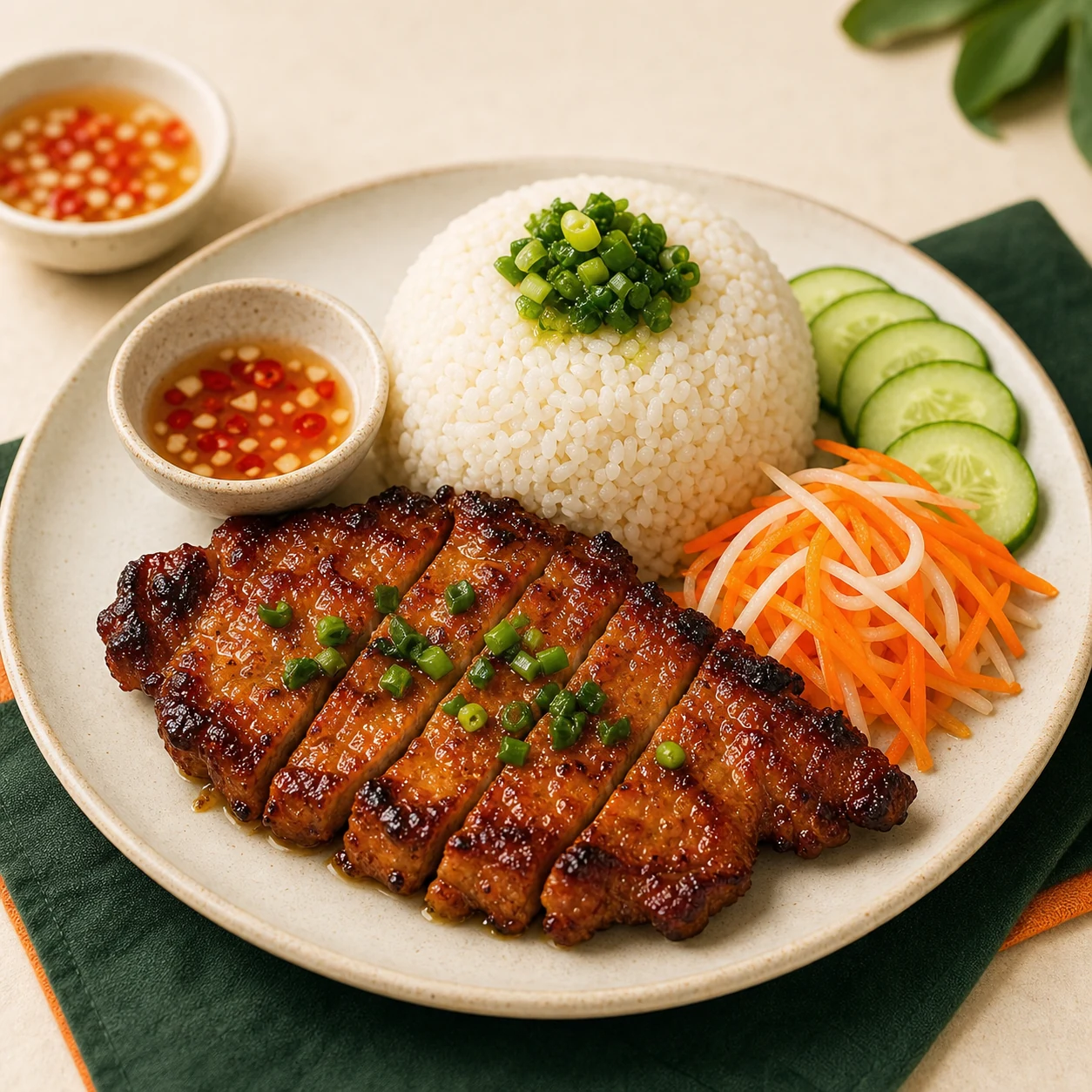 Cơm sườn nướng đậm vị